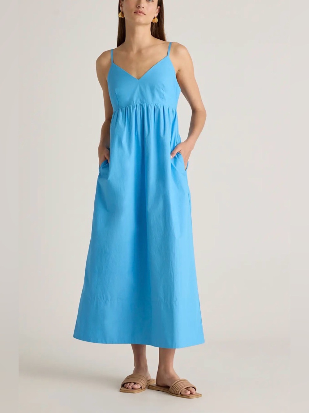 Quince 100% Organic Cotton Sleeveless Maxi Dress Navy Size XS NWT’s